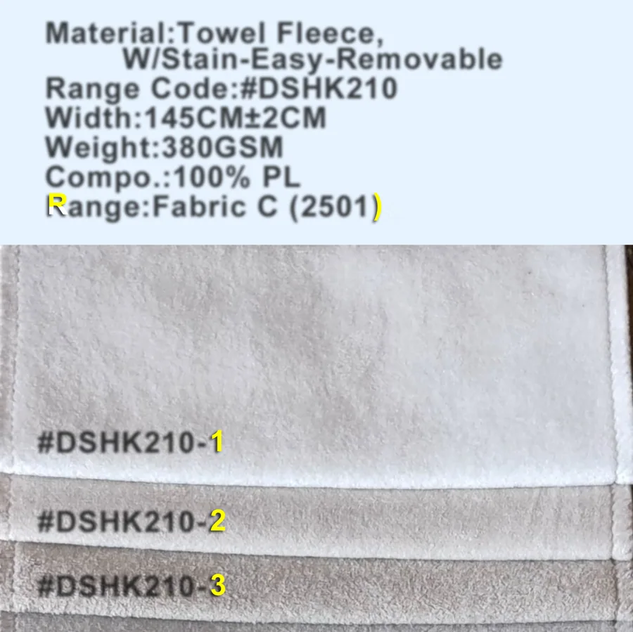 DSHK210 Towel Fleece Wtih Stain-Easy-Removable