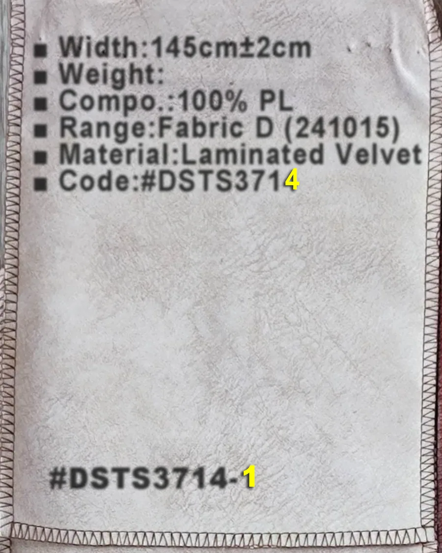 DSTS3714 Laminated Velvet